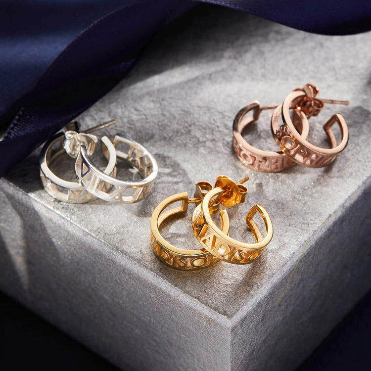 925 Sterling Silver Personalized Huggie Hoop Name Earrings