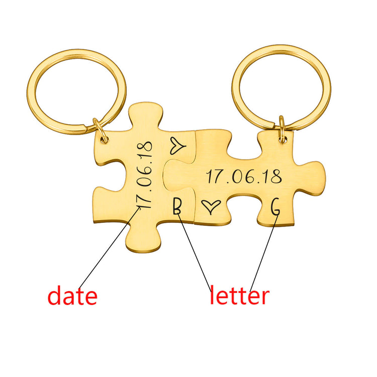 925 Sterling Silver Personalized Jigsaw Puzzles Keychain