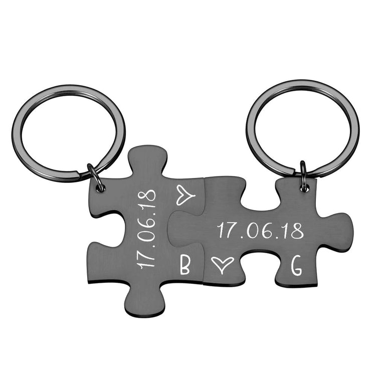 925 Sterling Silver Personalized Jigsaw Puzzles Keychain
