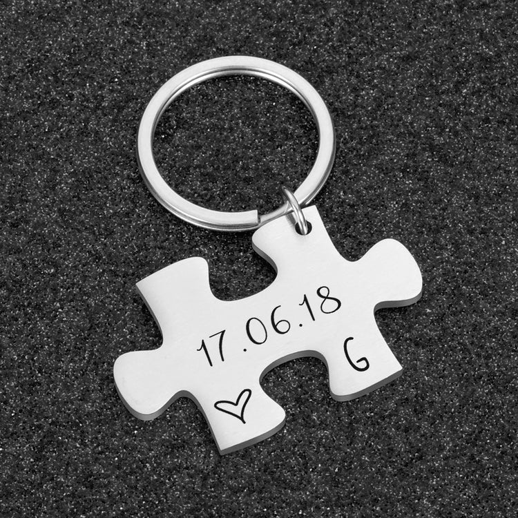 925 Sterling Silver Personalized Jigsaw Puzzles Keychain