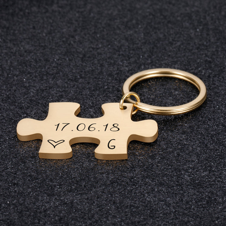 925 Sterling Silver Personalized Jigsaw Puzzles Keychain