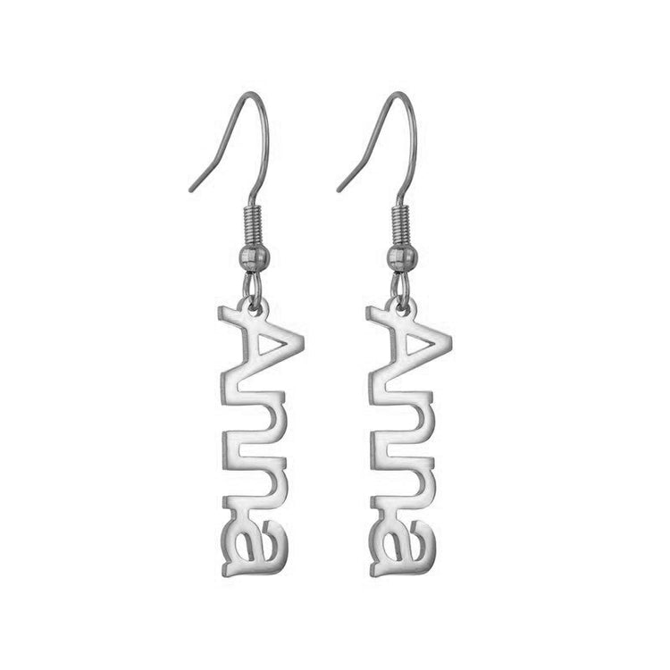 925 Sterling Silver Personalized Name Earrings, Drop Earrings