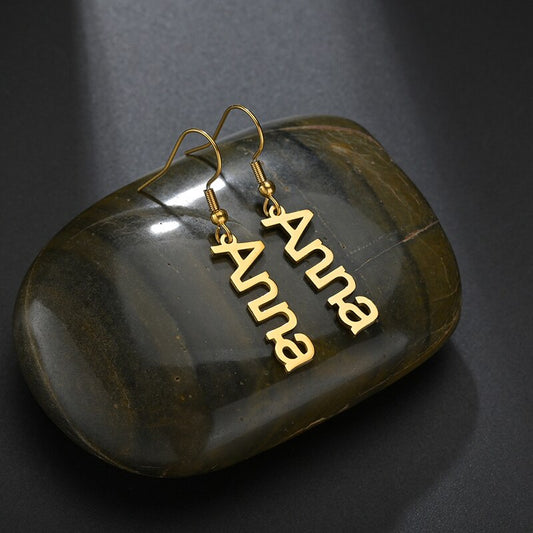 925 Sterling Silver Personalized Name Earrings, Drop Earrings