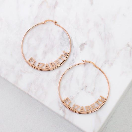 925 Sterling Silver Personalized Name Hoop Earrings