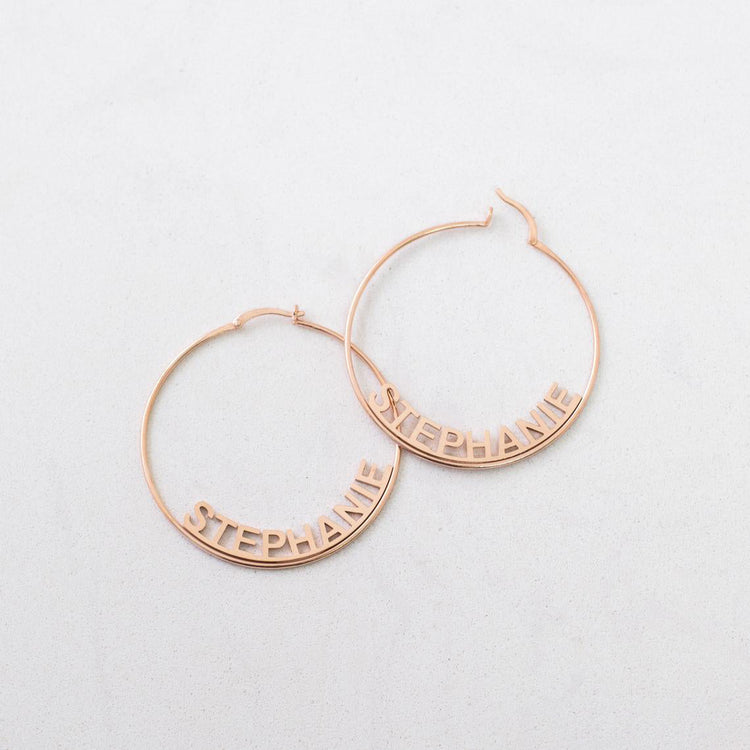 925 Sterling Silver Personalized Name Hoop Earrings