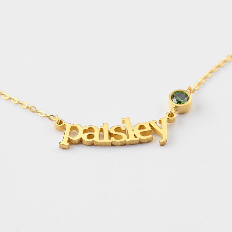 925 Sterling Silver Personalized Name Necklace With Birthstone