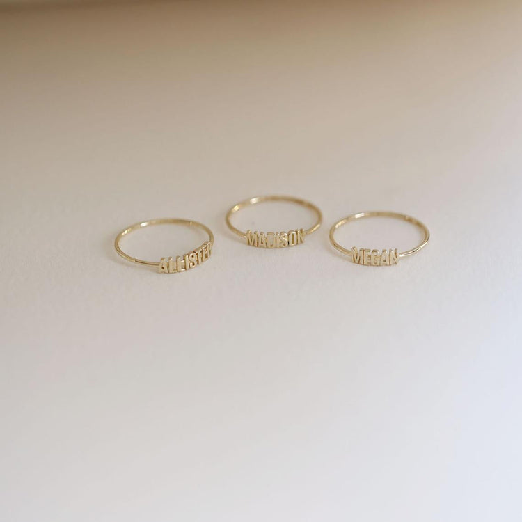 925 Sterling Silver Personalized Tiny Name Ring Nameplate Ring