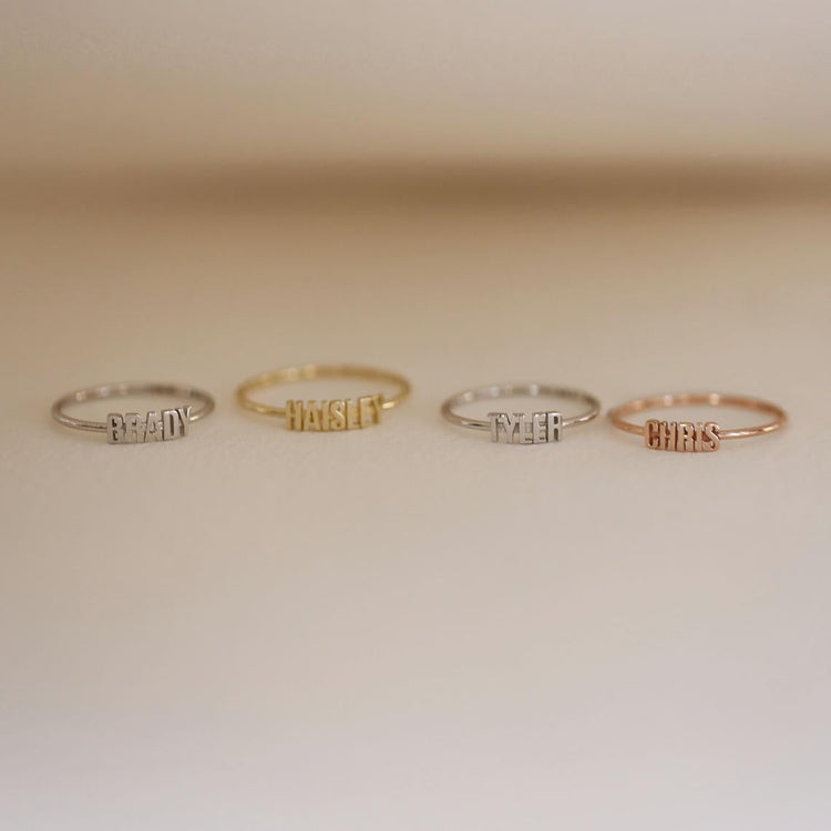 925 Sterling Silver Personalized Tiny Name Ring Nameplate Ring