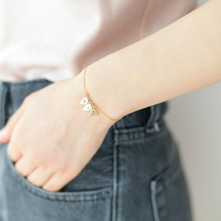 925 Sterling Silver Personalized Triangle Initial Bracelet
