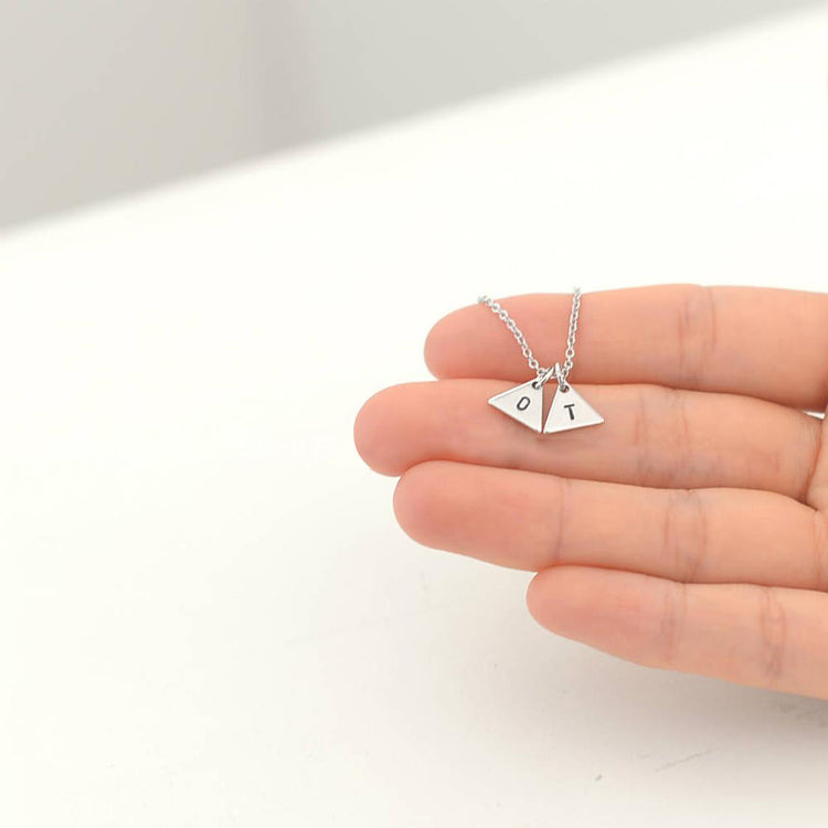 925 Sterling Silver Personalized Triangle Initial Necklace