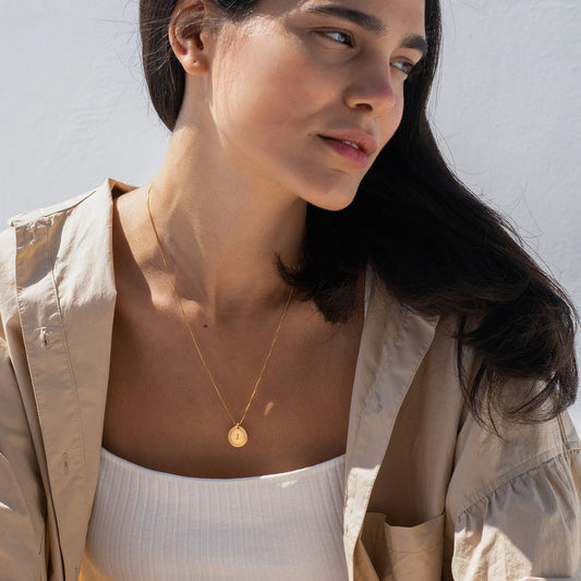 925 Sterling Silver Round Initial Pendant Necklace In Box Chain