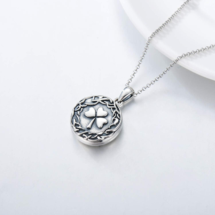 925 Sterling Silver Shamrock Photo Locket Necklace St Patricks Day Necklaces Lucky Jewelry Gifts