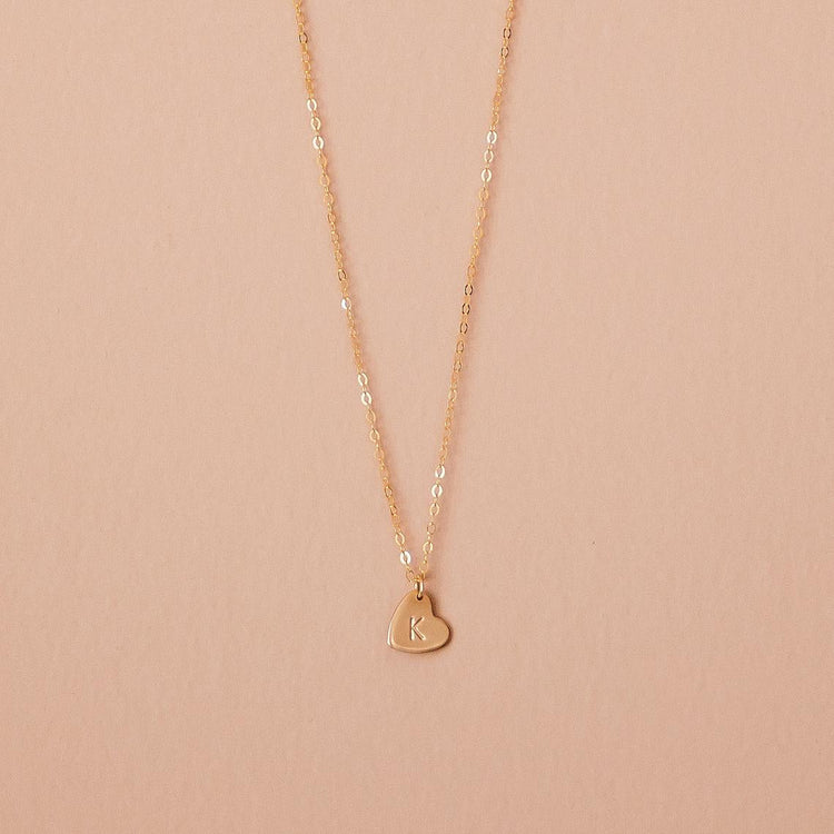 925 Sterling Silver Small Heart Initial Necklace