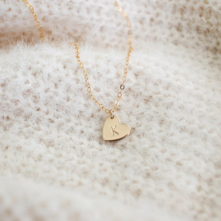 925 Sterling Silver Small Heart Initial Necklace