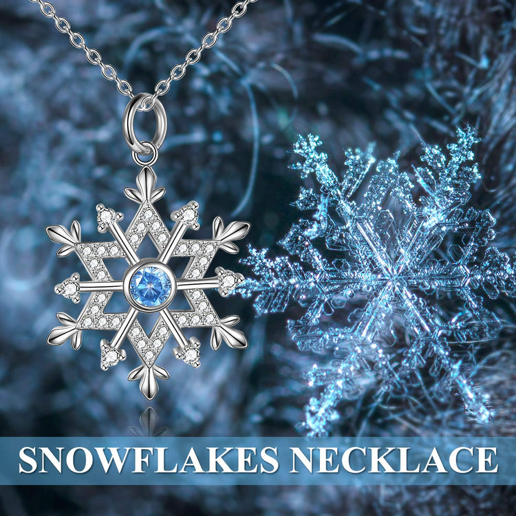 925 Sterling Silver Sparking Cubic Zirconia Snowflake Necklace