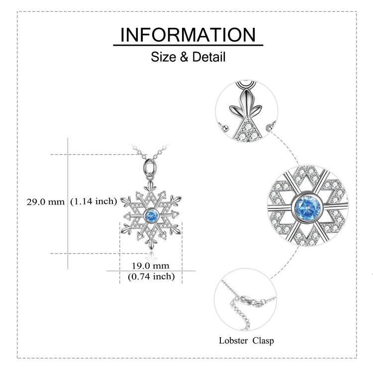 925 Sterling Silver Sparking Cubic Zirconia Snowflake Necklace