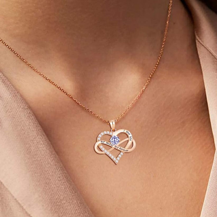 925 Sterling Silver Infinity Heart Pendant Necklace With Birthstone