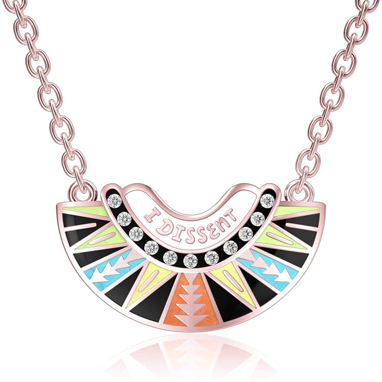 925 Sterling Silver Dissent Collar Pendant Necklace With Crystal