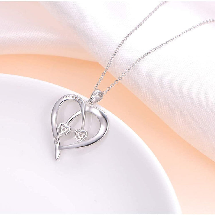 925 Sterling Silver Always My Mother Forever My Friend Heart Pendant Necklace