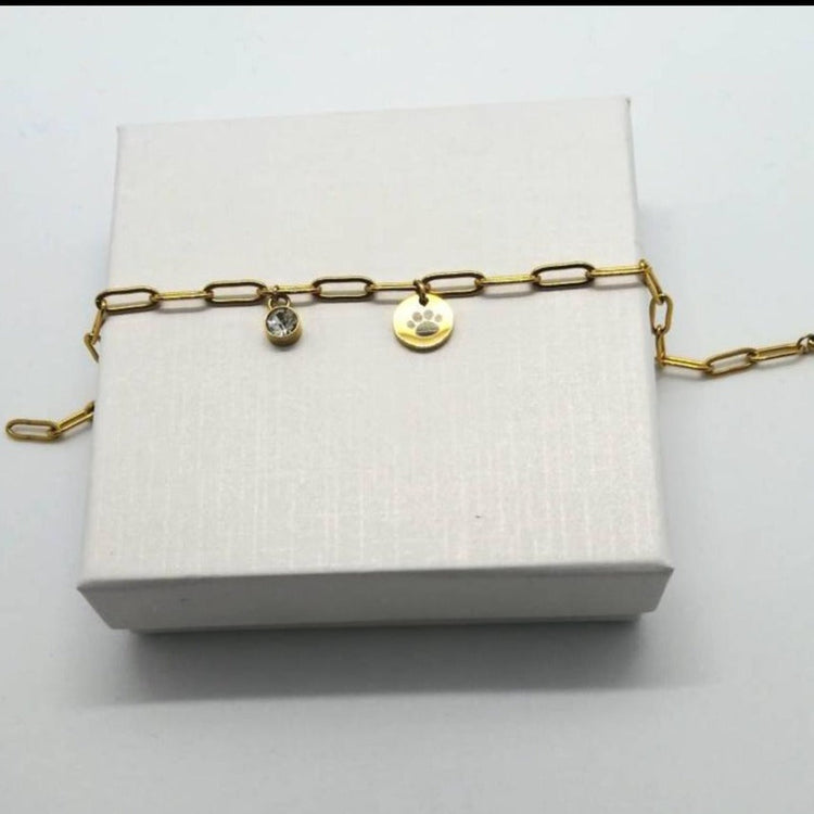 925 Sterling Silver Custom Dog Paw Anklet In Clip Chain