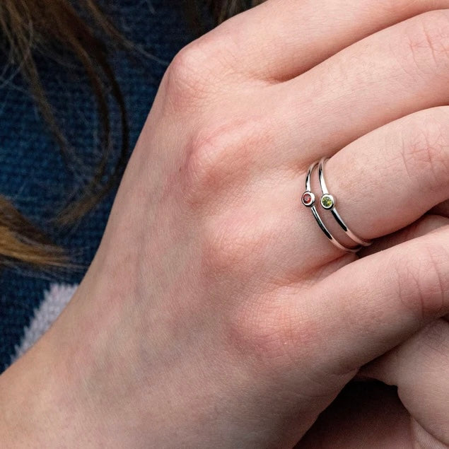 925 Sterling Silver Single Birthstone Ring