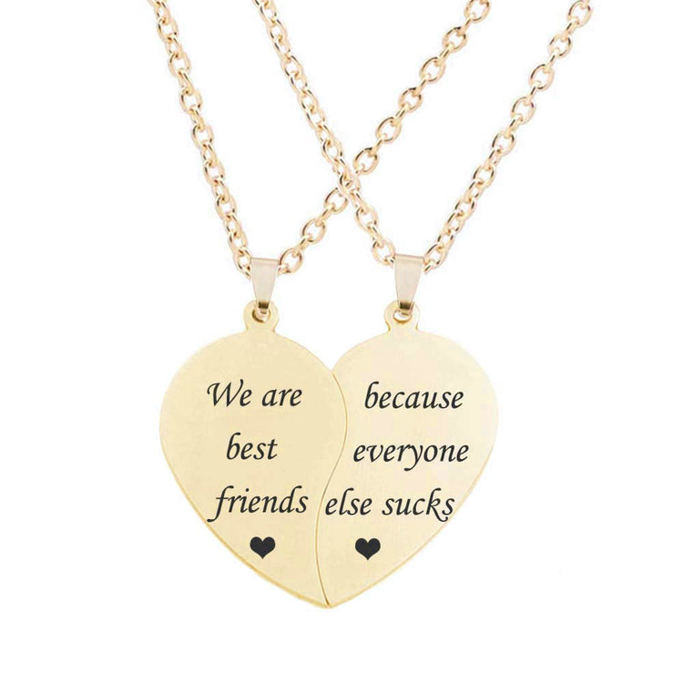 925 Sterling Silver BFF Necklace for 2-Split Valentine Heart Necklace