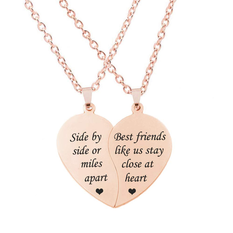 925 Sterling Silver BFF Necklace for 2-Split Valentine Heart Necklace