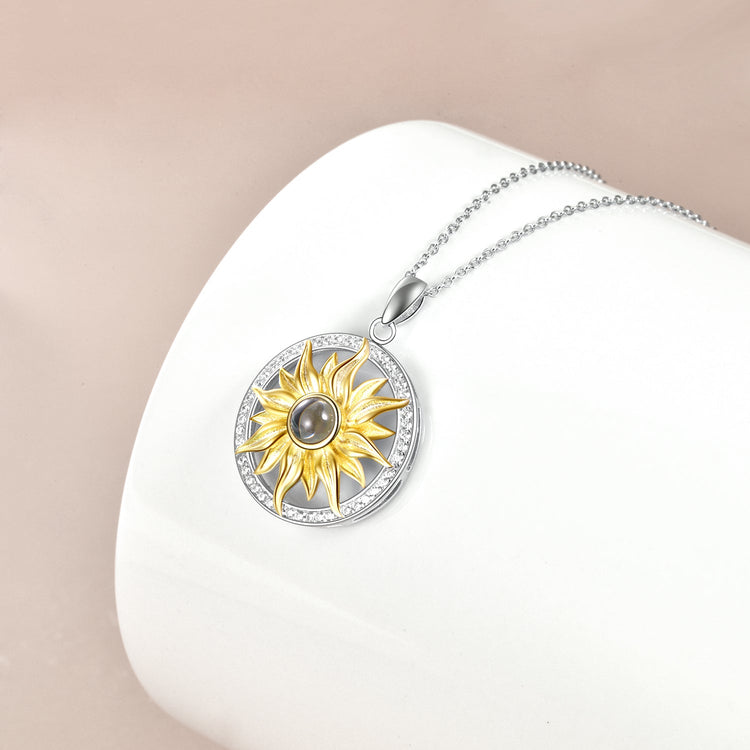 925 Sterling Silver I Love You In 100 Languages Sunflower Necklace - onlyone
