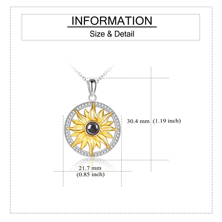 925 Sterling Silver I Love You In 100 Languages Sunflower Necklace - onlyone