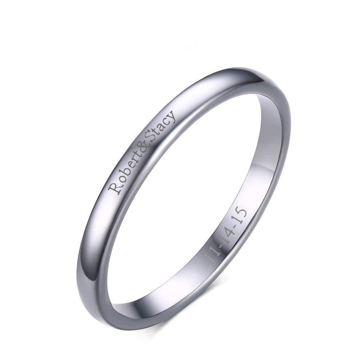 925 Sterling Silver Personalized Thin Band Engraved Ring - onlyone