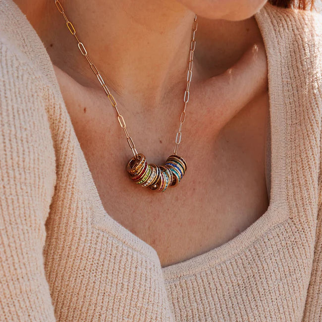 925 Sterling Silver Custom Stackable Eternity Birthstone Charm Necklace