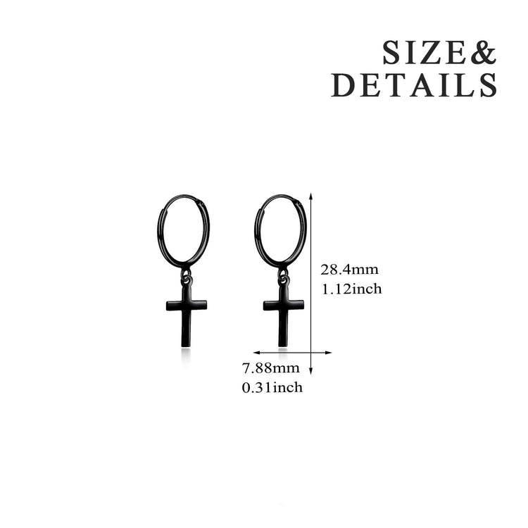 925 Sterling Silber Kreuz Hoop Ohrringe