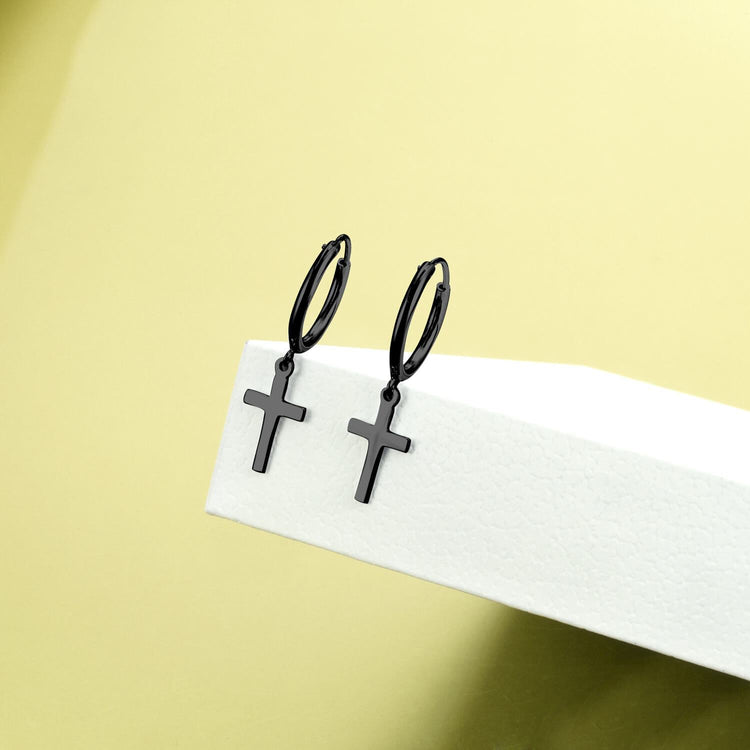 925 Sterling Silber Kreuz Hoop Ohrringe