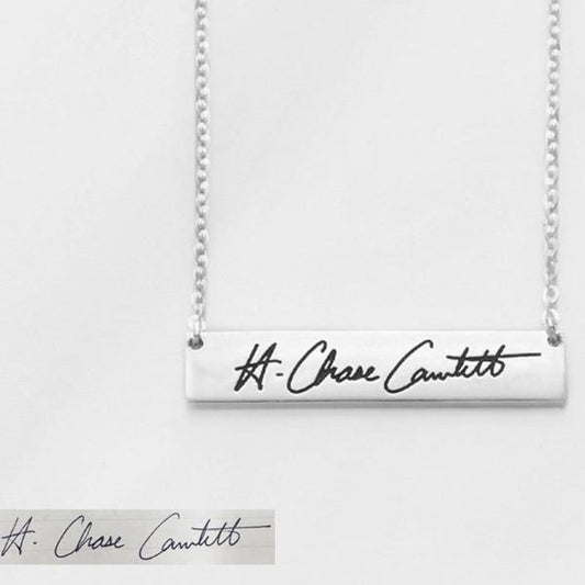 925 Sterling Silver Engraved Bar Name Necklace Nameplate Necklace - onlyone