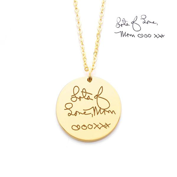 925 Sterling Silver Coin Signature Engraved Name Necklace Nameplate Necklace, Back To School Gift Necklace - onlyone