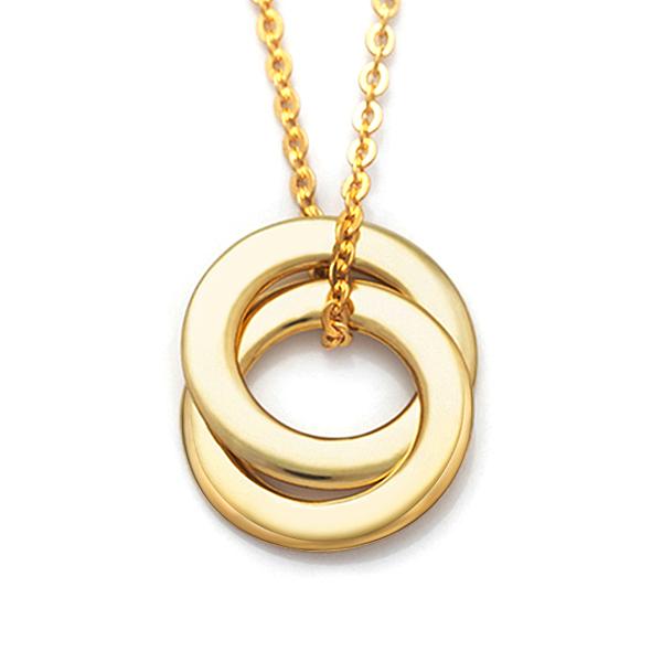 925 Sterling Silver Engraved 2 Russian Rings Custom Name Necklace Gift Nameplate Necklace - onlyone