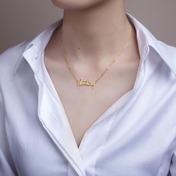 925 Sterling Silver Signature Name Necklace Nameplate Necklace - onlyone