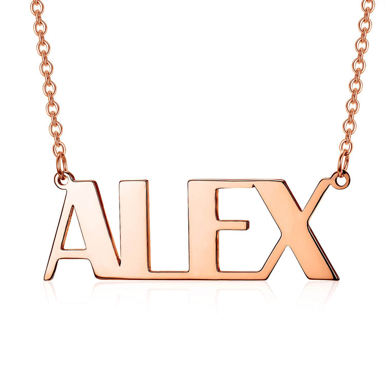 925 Sterling Silver Capital "ALEX" Letters Name Necklace Nameplate Necklace - onlyone