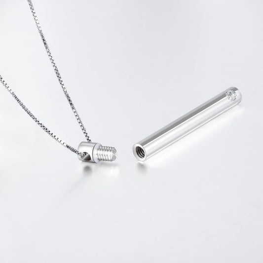 925 Sterling Silver Cremation Jewelry for Ashes Bar Disc Necklace, Urn Necklace - onlyone