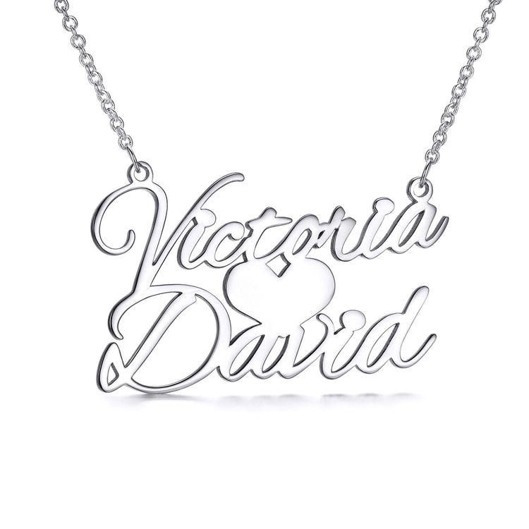 925 Sterling Silver Sweet Love Heart Name Necklace Nameplate Necklace - onlyone