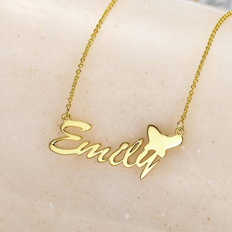 925 Sterling Silver "Emily" Style Custom Name Necklace Nameplate Necklace - onlyone