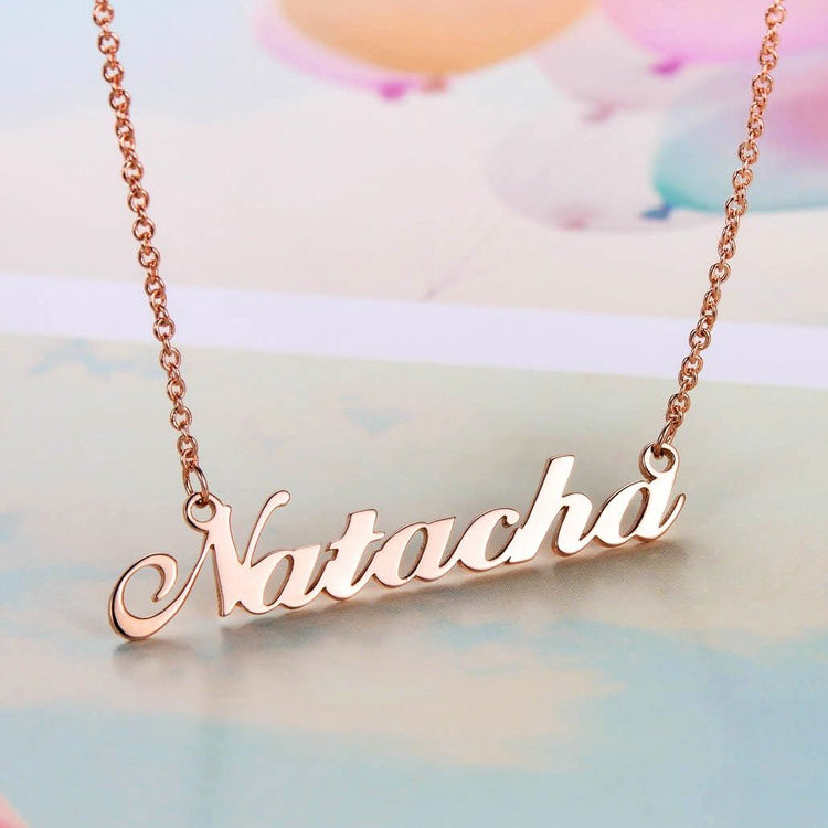 925 Sterling Silver Custom Natacha Name Necklace Nameplate Necklace - onlyone