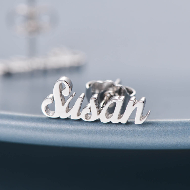 925 Sterling Silver Personalized Initial Name Earrings Nameplate Earrings - onlyone