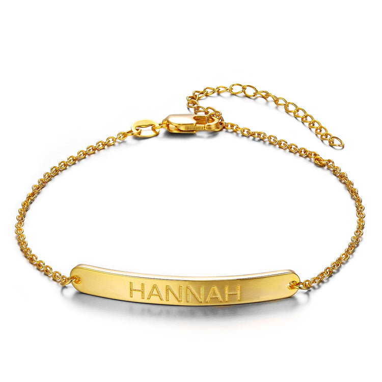 925 Sterling Silver Personalized Loving You Bar Engraved Bracelet 6�7.5�- onlyone