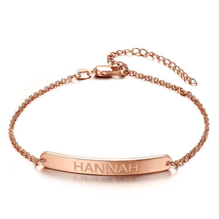 925 Sterling Silver Personalized Loving You Bar Engraved Bracelet 6�7.5�- onlyone