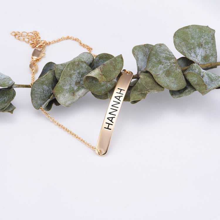 925 Sterling Silver Personalized Loving You Bar Engraved Bracelet 6�7.5�- onlyone