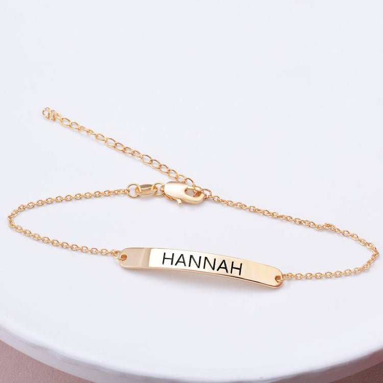 925 Sterling Silver Personalized Loving You Bar Engraved Bracelet 6�7.5�- onlyone