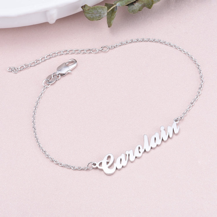 925 Sterling Silver Personalized Name Bracelet Length 6�7.5�Nameplate Bracelet - onlyone