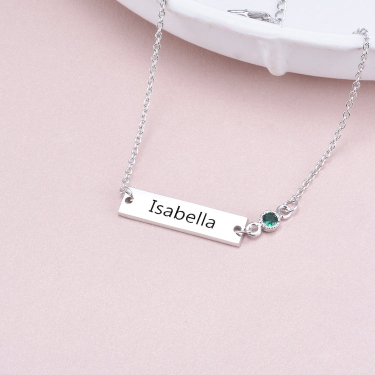 925 Sterling Silver Personalized Bezel Set Birthstone Engraved Bracelet 6�7.5�- onlyone
