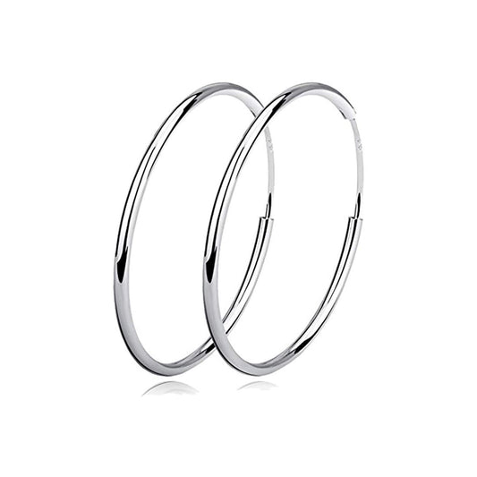 925 Sterling Silver High Polished Hoop Earrings